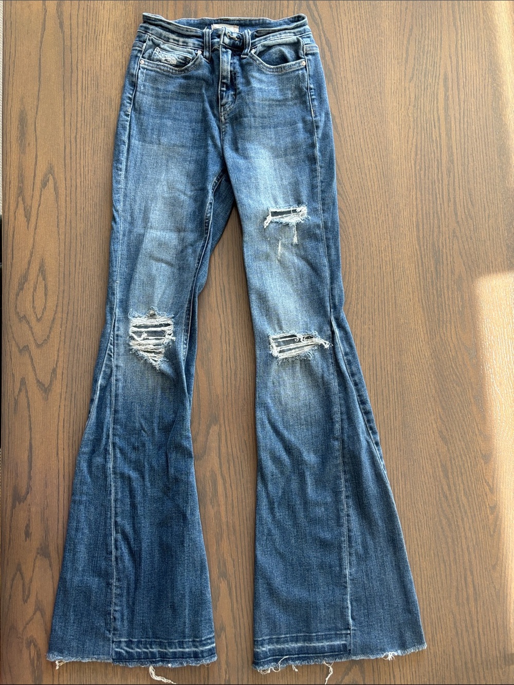 Altar'd State Distressed Blue Flare Jeans